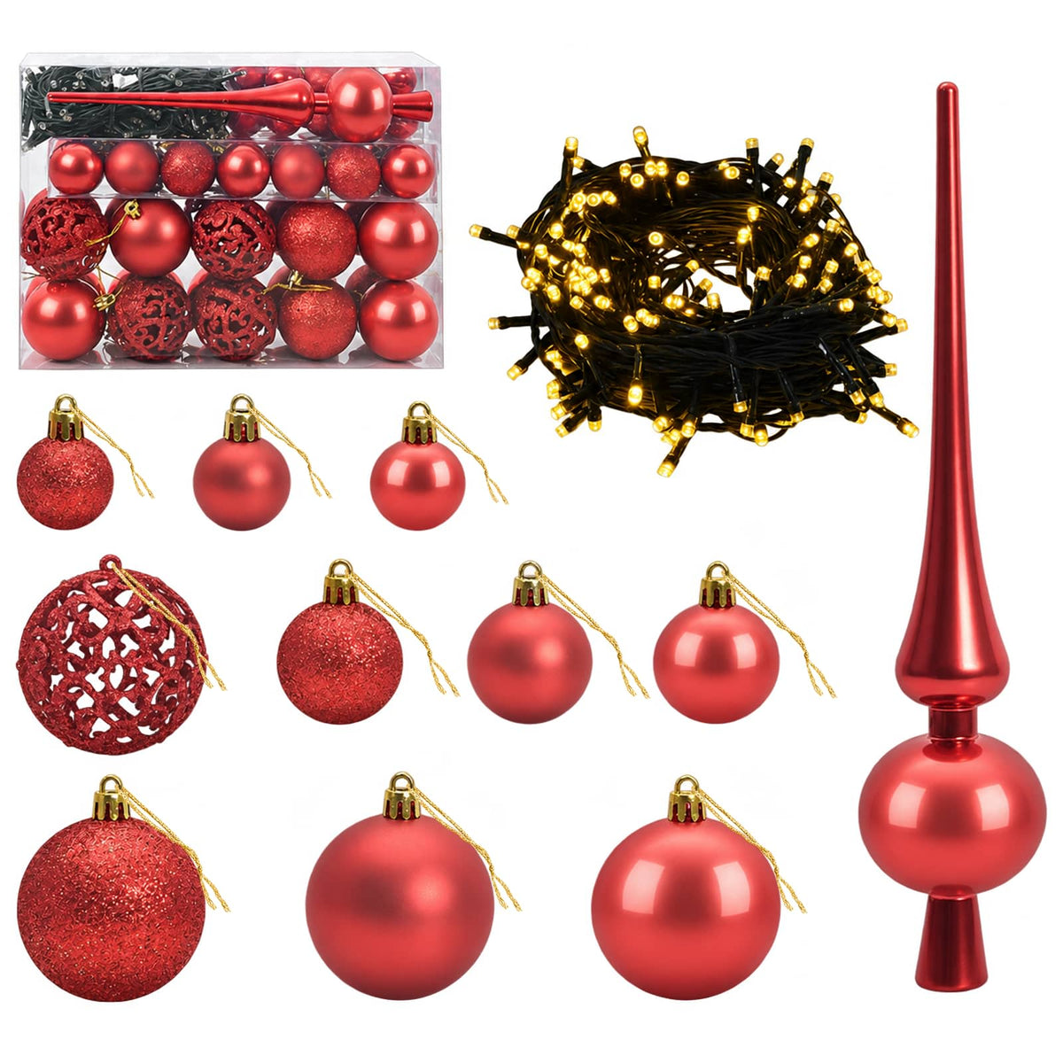 Albero di Natale Artificiale con Palline 120 cm 150 LED | homemem39