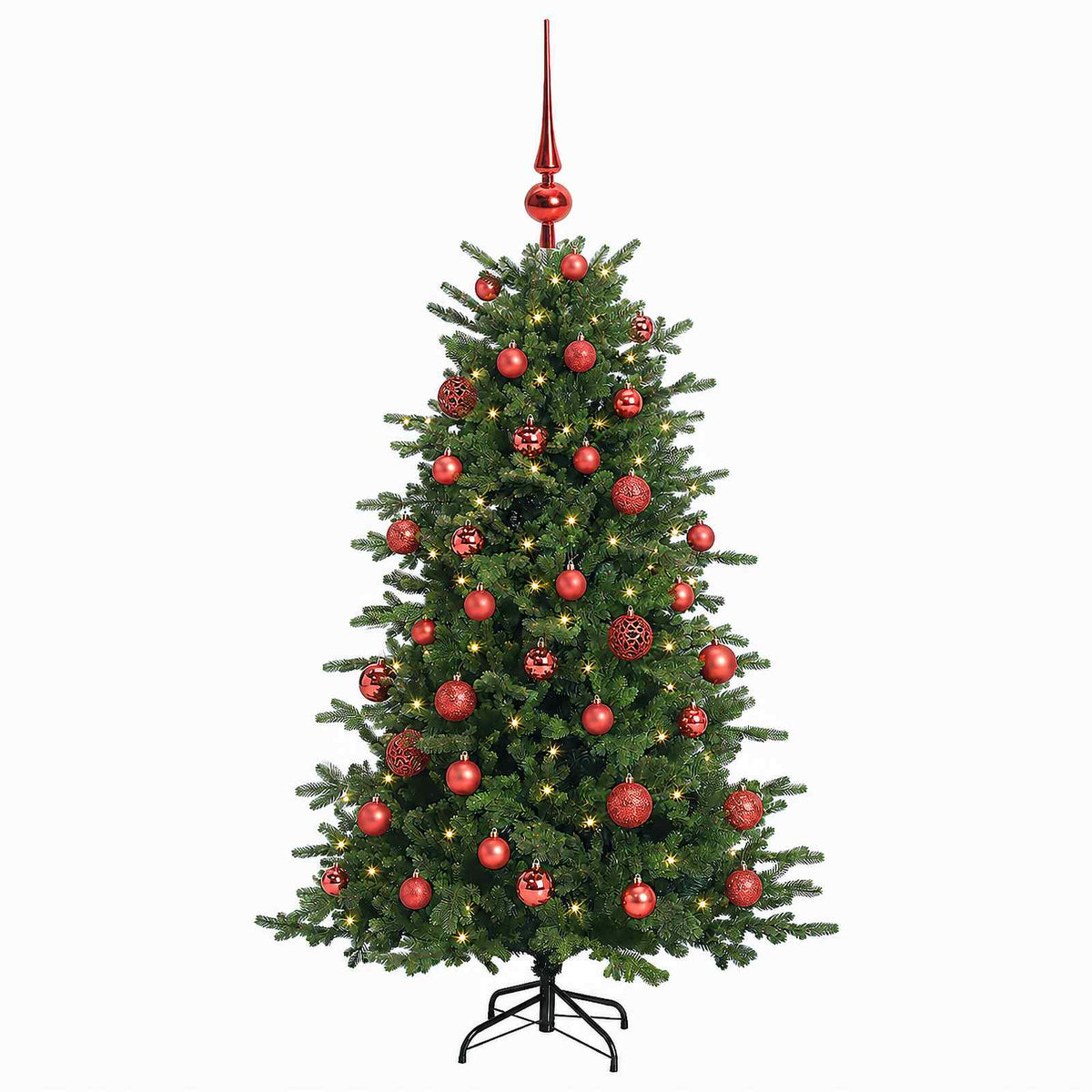 Albero di Natale artificiale con palline 150 cm 150 LED