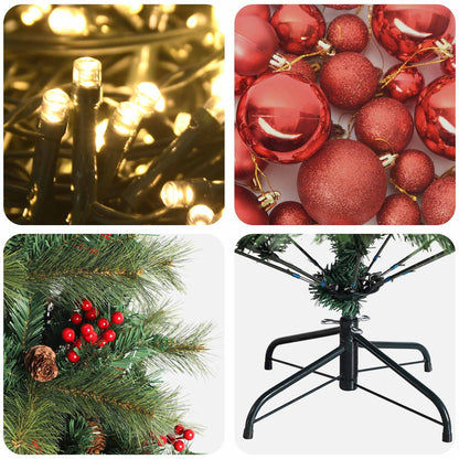 Albero di Natale artificiale con palline 150 cm 150 LED
