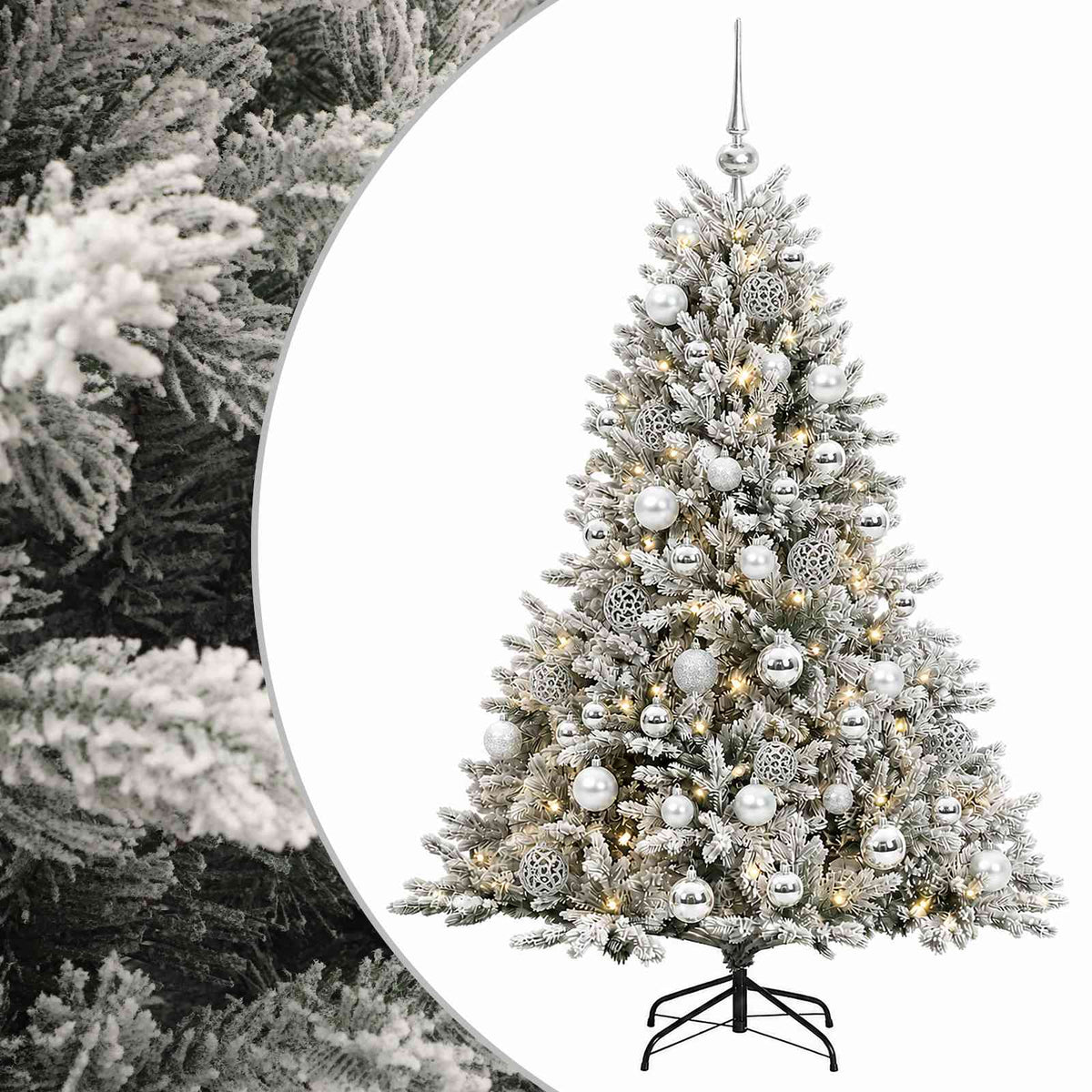 Albero di Natale artificiale con palline 120 cm 150 LED