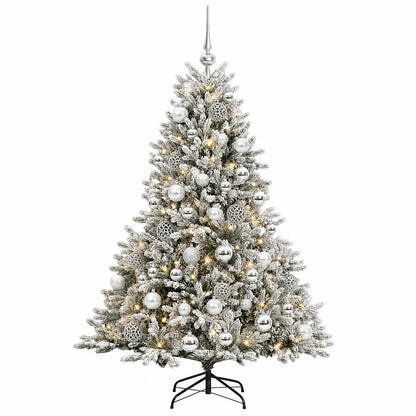 Albero di Natale artificiale con palline 120 cm 150 LED