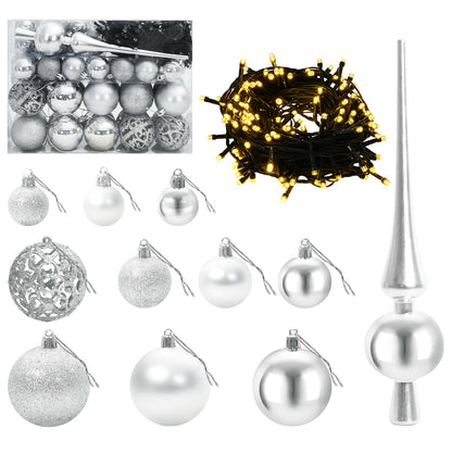 Albero di Natale artificiale con palline 120 cm 150 LED