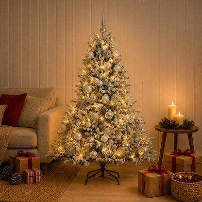 Albero di Natale artificiale con palline 120 cm 150 LED