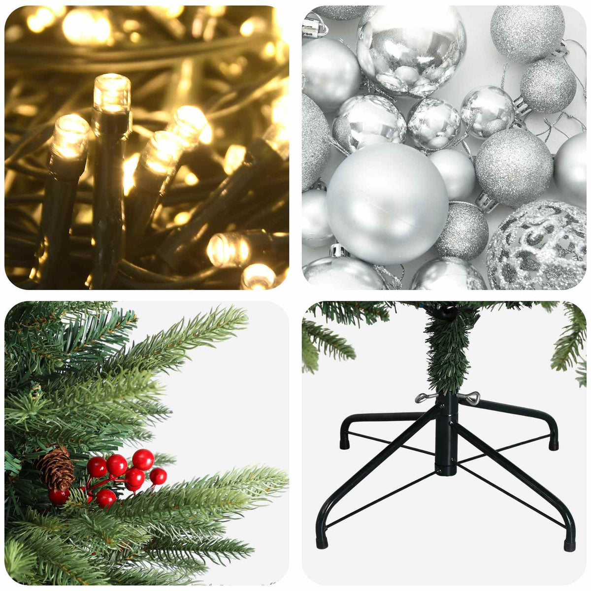 Albero di Natale artificiale con palline 150 cm 150 LED | homemem39