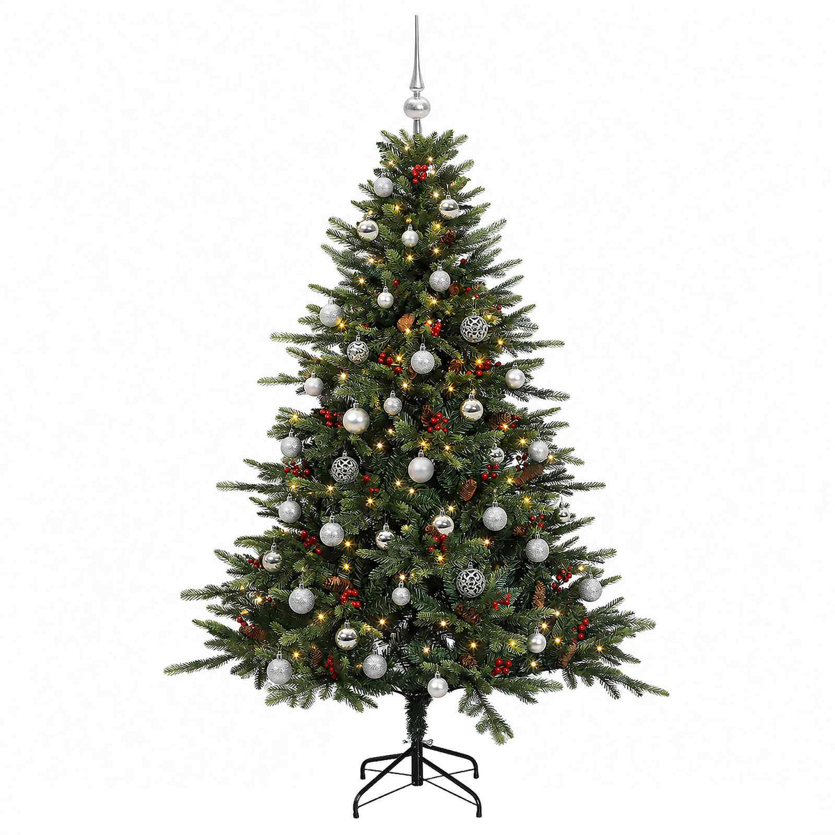 Albero di Natale artificiale con palline 150 cm 150 LED | homemem39