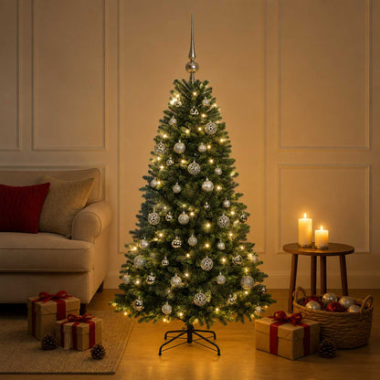 Albero di Natale Artificiale con Palline 120 cm 150 LED