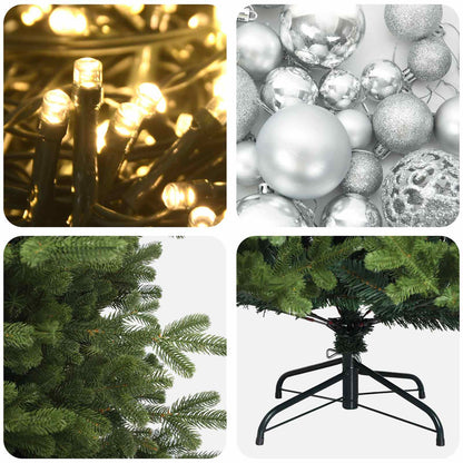 Albero di Natale artificiale con palline 150 cm 150 LED