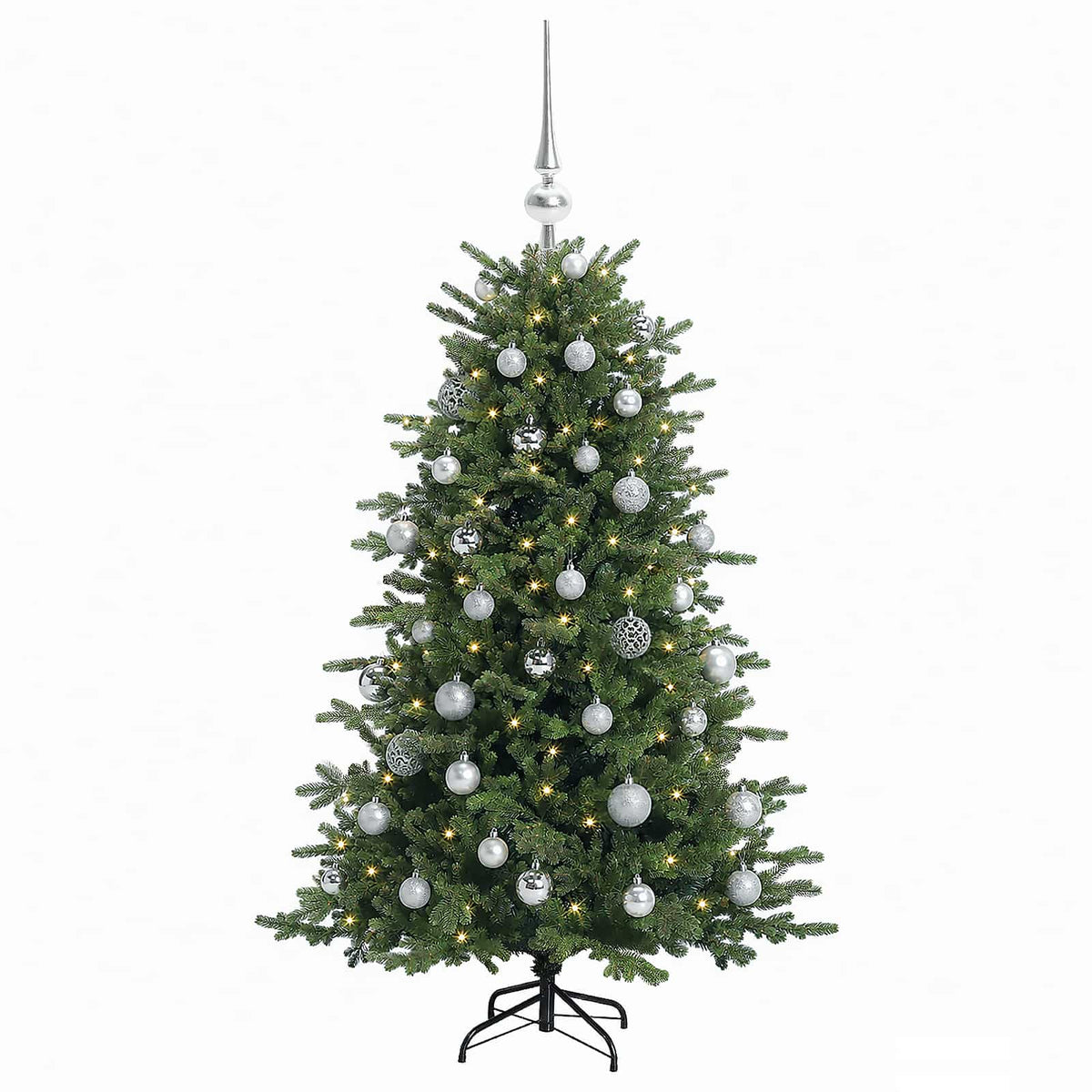 Albero di Natale artificiale con palline 150 cm 150 LED