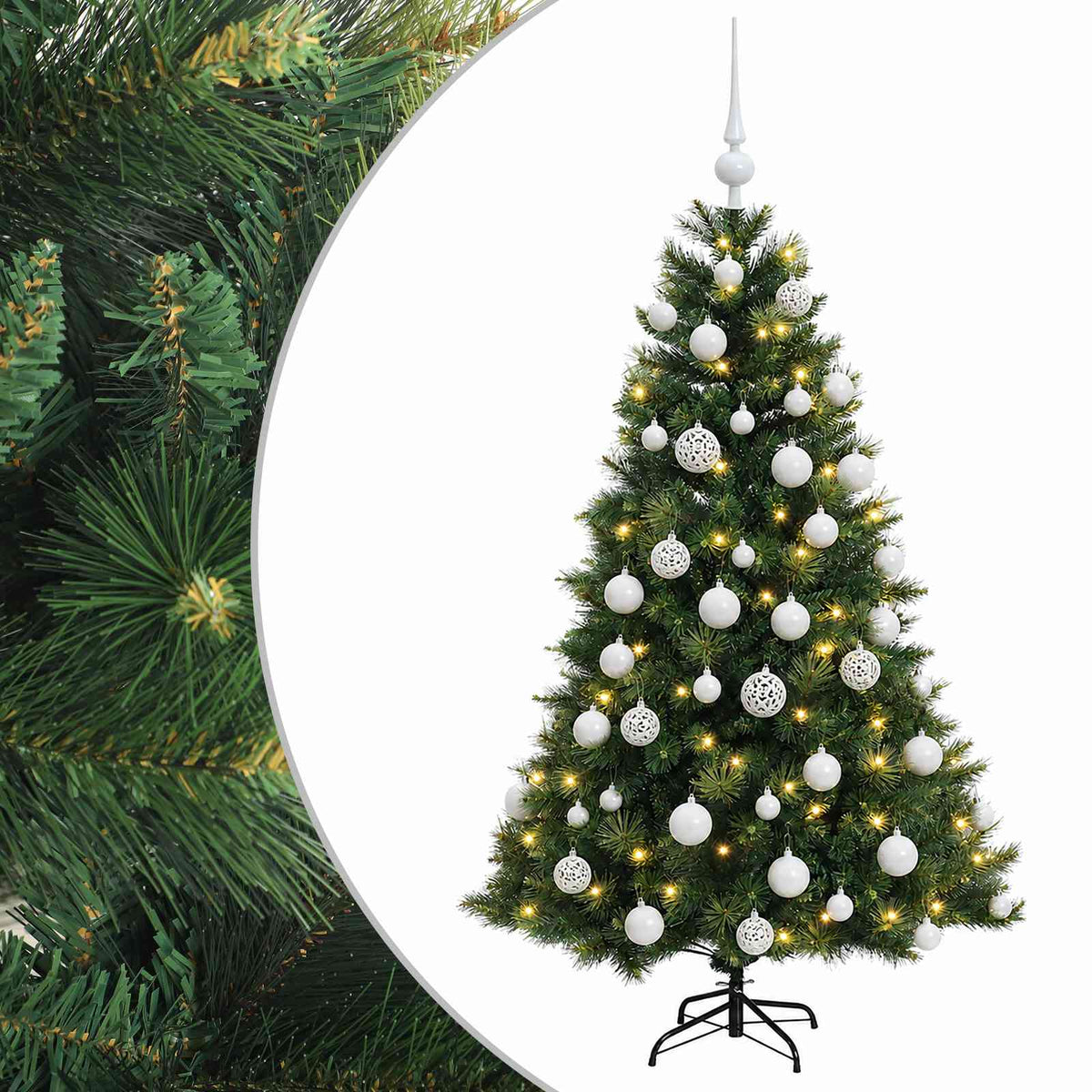 Albero di Natale artificiale con palline 120 cm 150 LED