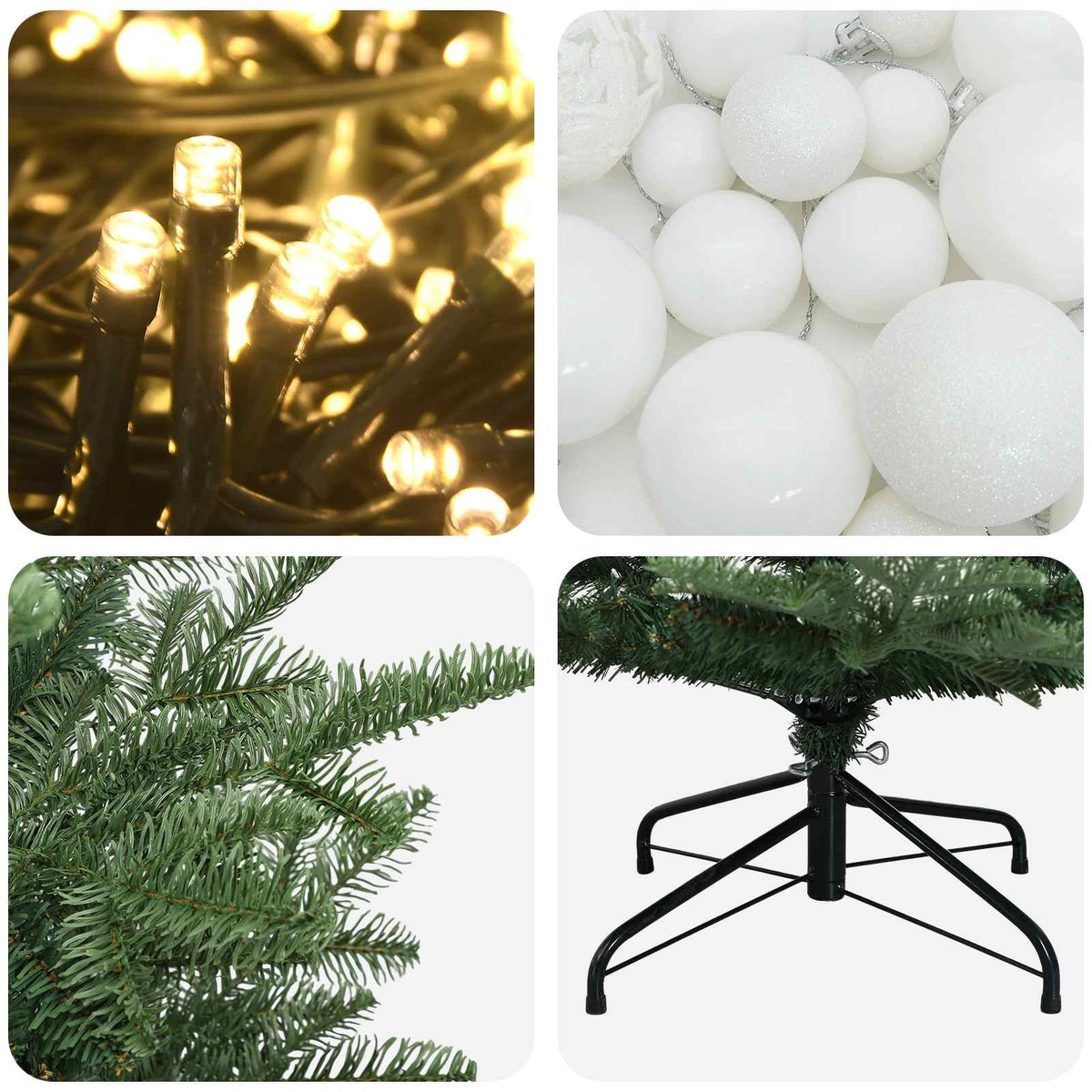 Albero di Natale artificiale con palline 150 cm 150 LED | homemem39