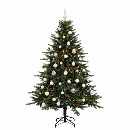Albero di Natale artificiale con palline 150 cm 150 LED