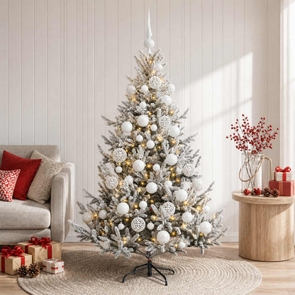 Albero di Natale artificiale con palline 150 cm 150 LED