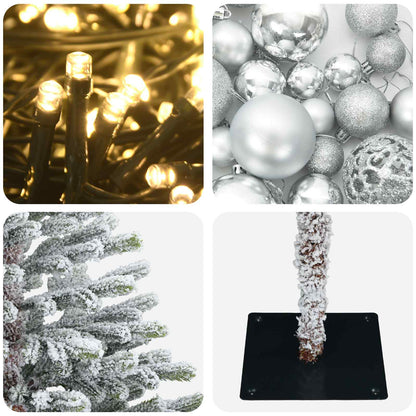 Albero di Natale artificiale con palline 150 cm 150 LED