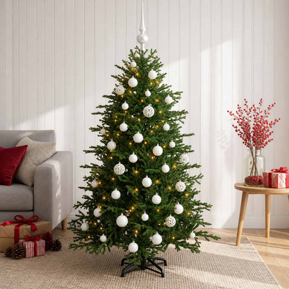 Albero di Natale artificiale con palline 150 cm 150 LED
