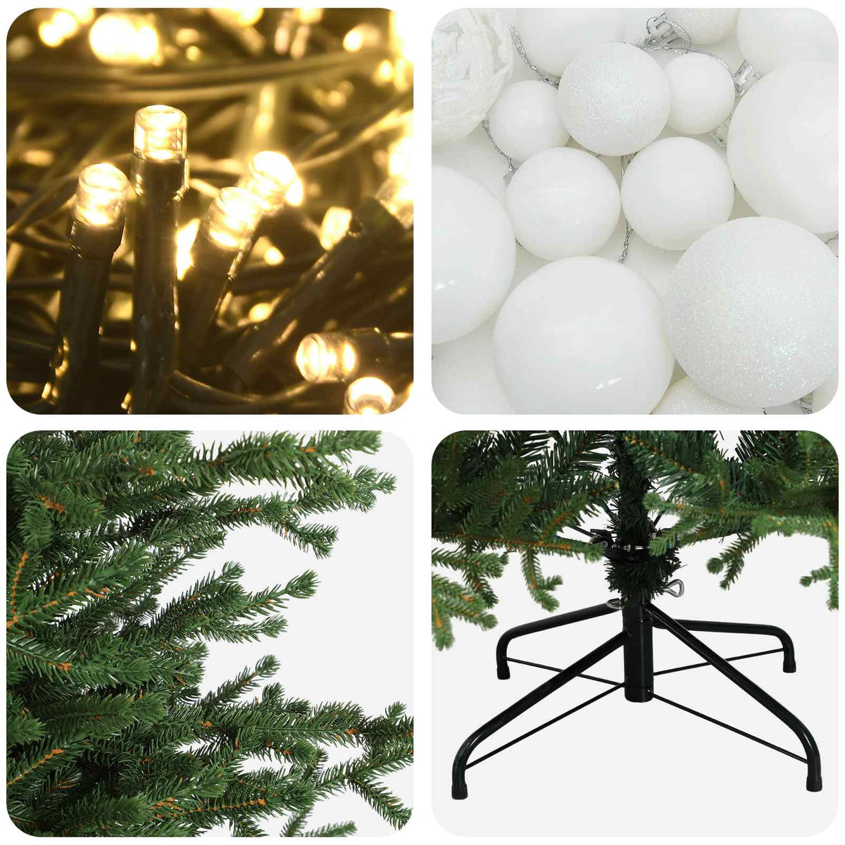 Albero di Natale artificiale con palline 150 cm 150 LED | homemem39