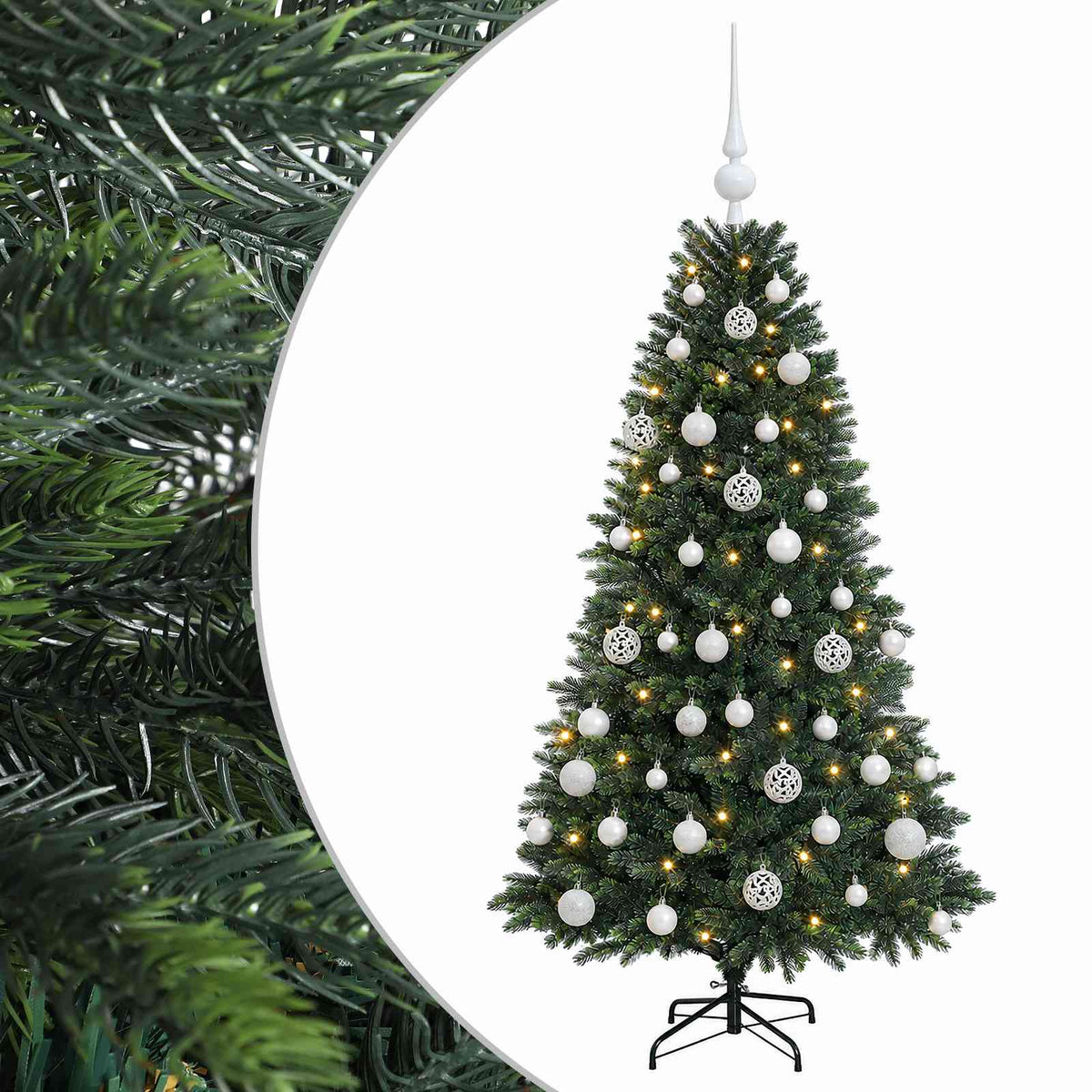 Albero di Natale Artificiale con Palline 120 cm 150 LED