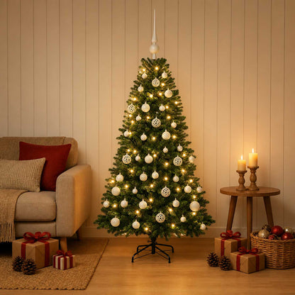 Albero di Natale Artificiale con Palline 120 cm 150 LED