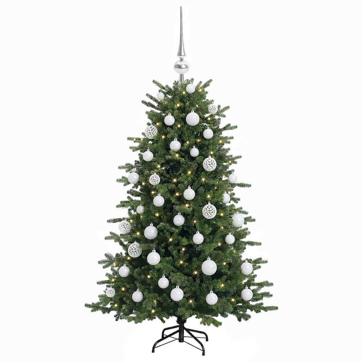 Albero di Natale artificiale con palline 120 cm 150 LED