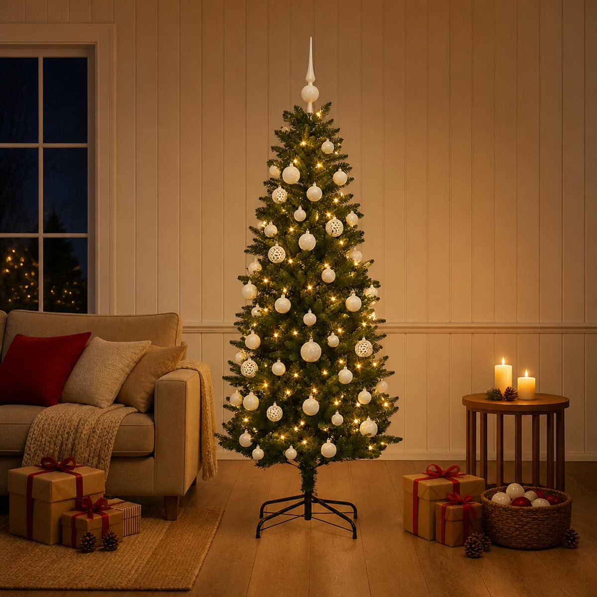 Albero di Natale Artificiale con Palline 120 cm 150 LED | homemem39