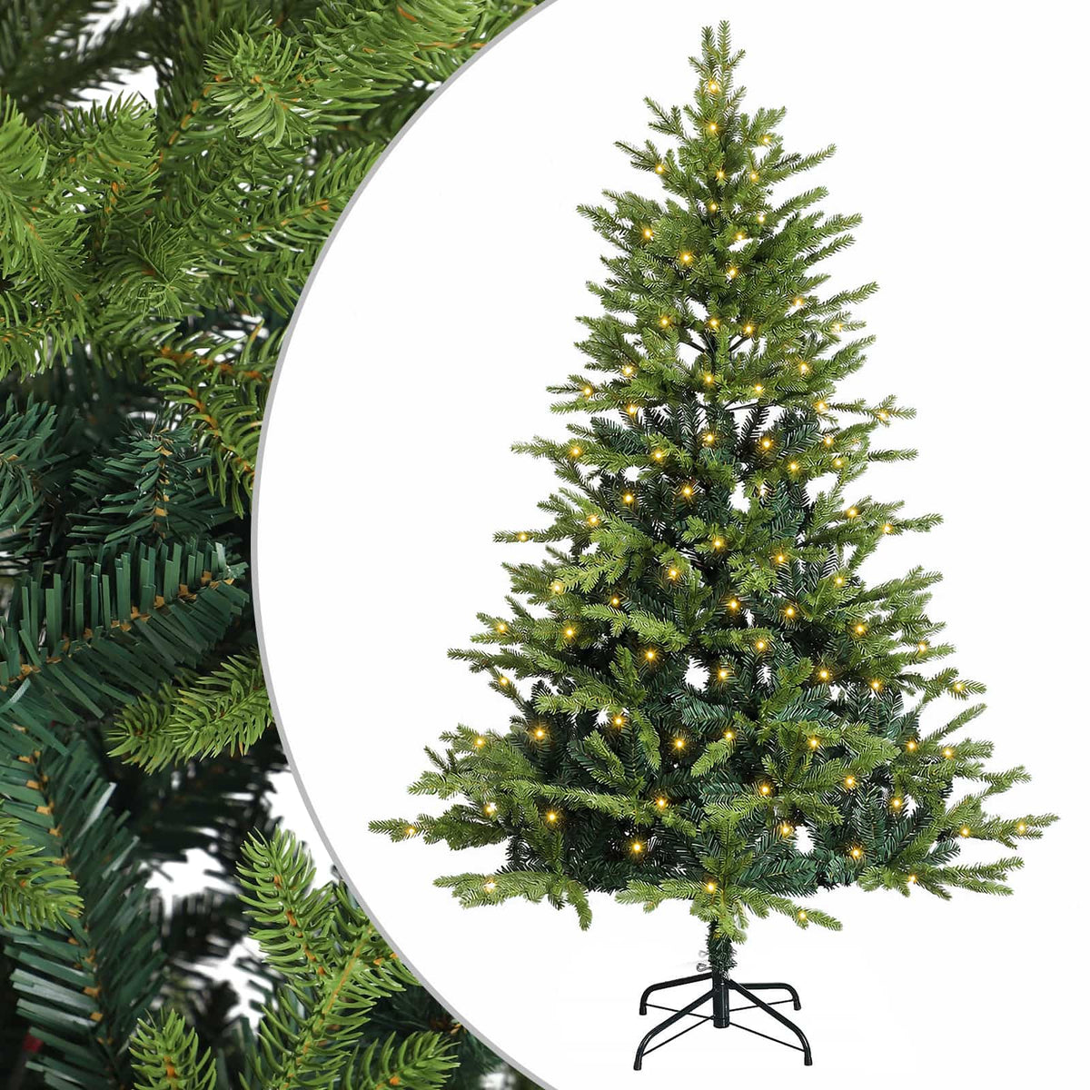 Albero di Natale Artificiale con Rami Pieghevoli 210 cm 300 LED
