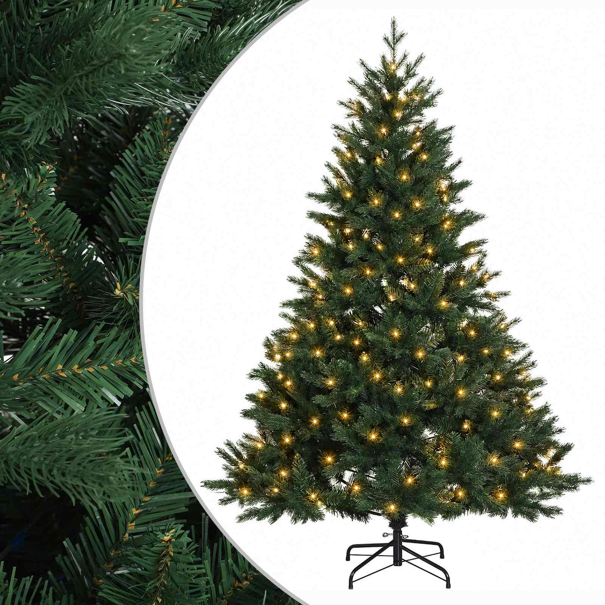 Albero di Natale Artificiale con Rami Pieghevoli 240 cm 300 LED