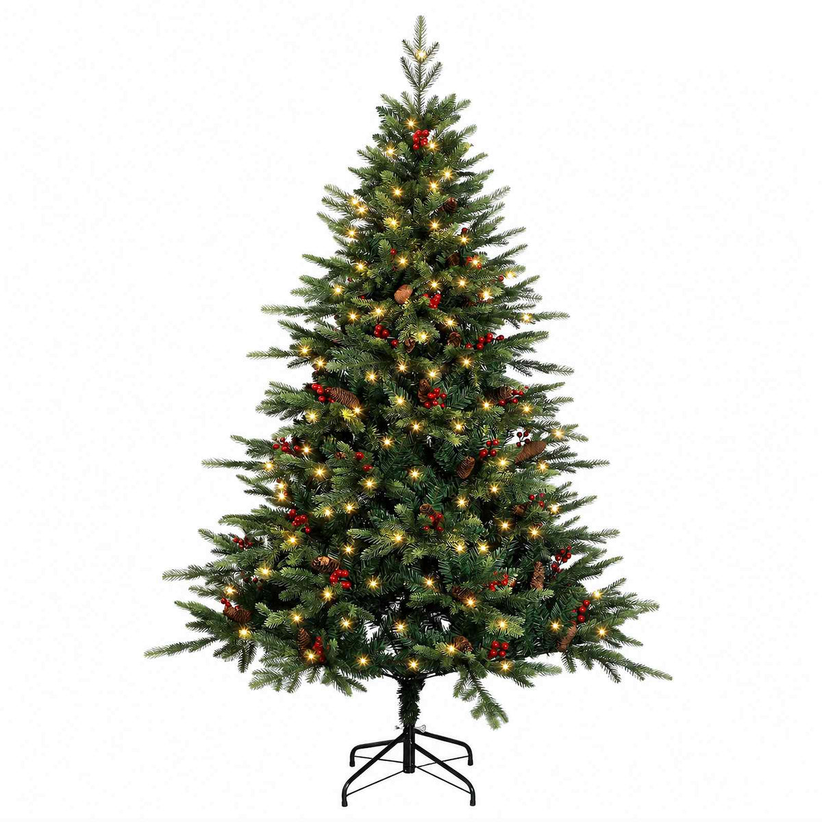 Albero di Natale Artificiale con Rami Pieghevoli 210 cm 300 LED