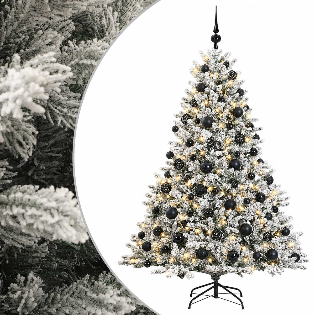 Albero di Natale artificiale con palline 210 cm 300 LED