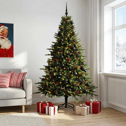 Albero di Natale artificiale con palline 210 cm 300 LED
