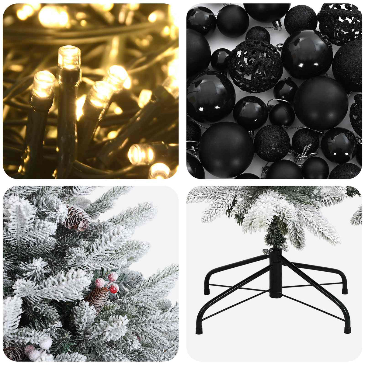 Albero di Natale artificiale con palline 210 cm 300 LED | homemem39