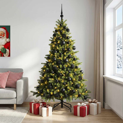 Albero di Natale artificiale con palline 210 cm 300 LED