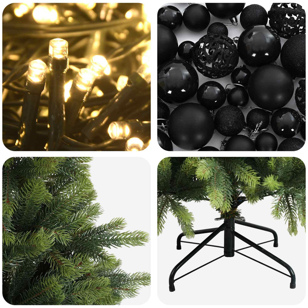 Albero di Natale artificiale con palline 210 cm 300 LED