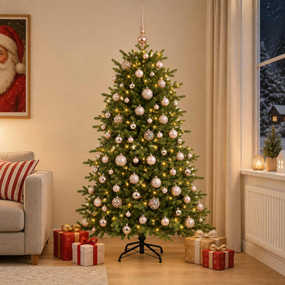 Albero di Natale artificiale con palline 210 cm 300 LED