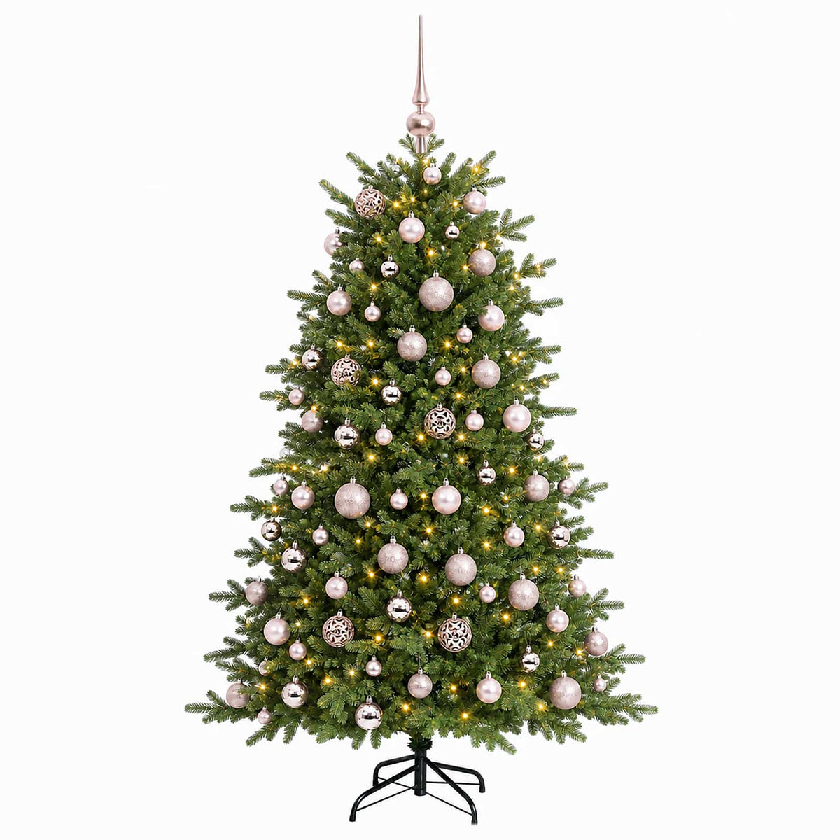Albero di Natale artificiale con palline 210 cm 300 LED