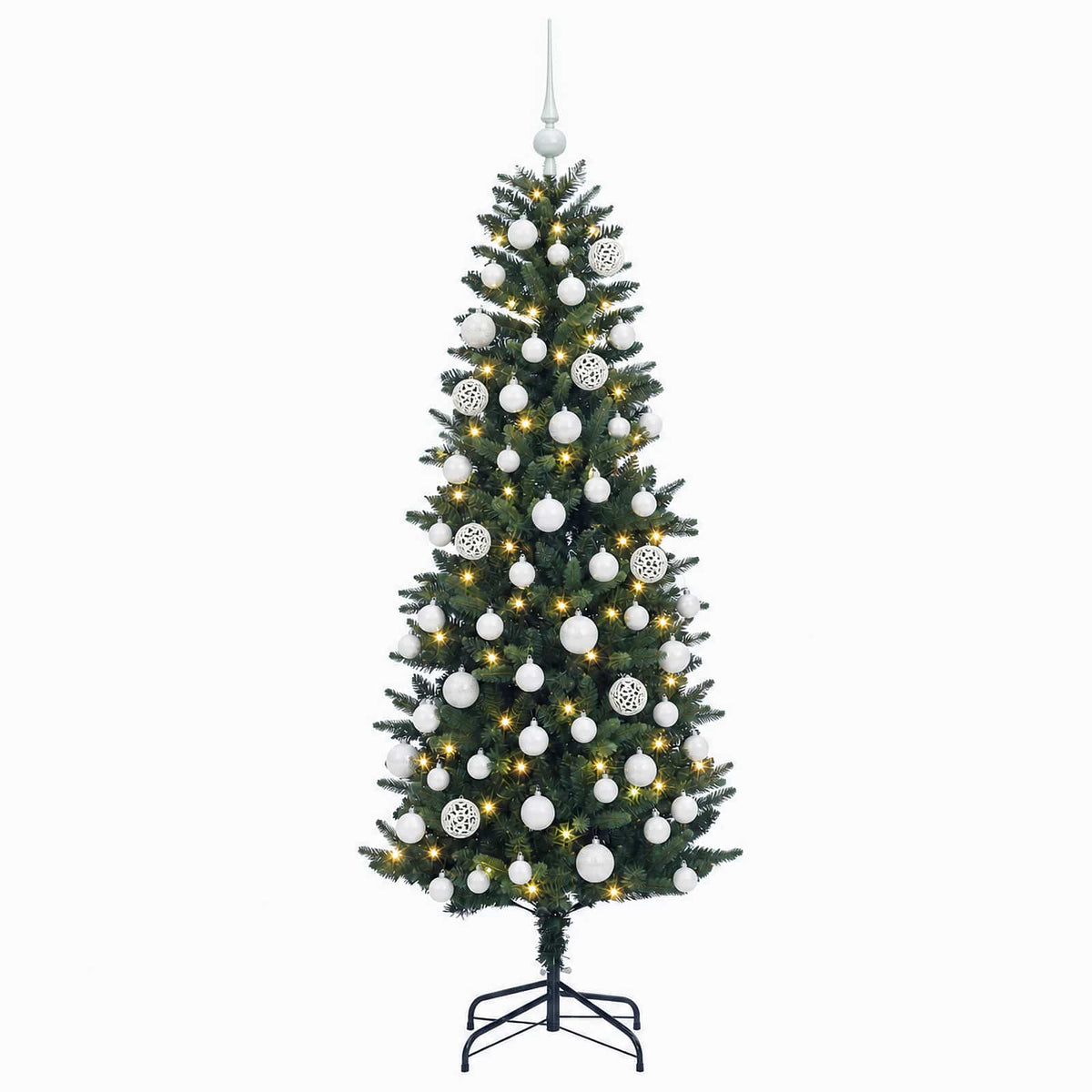 Albero di Natale Artificiale con Palline 210 cm 300 LED