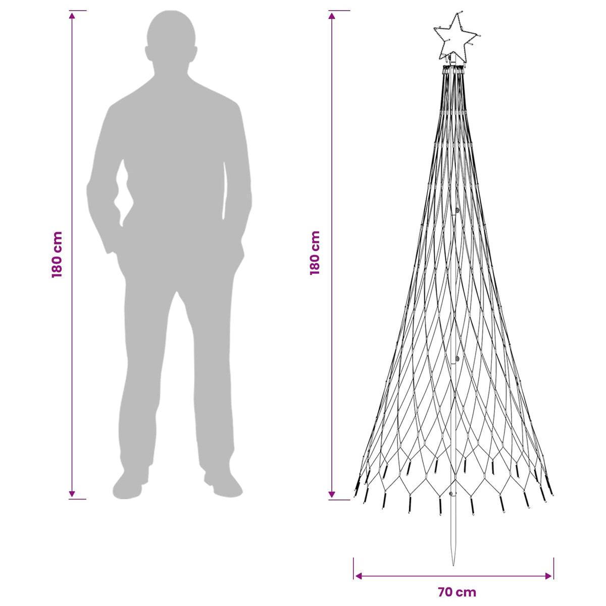 Albero di Natale LED 180 cm 230 LED Ferro