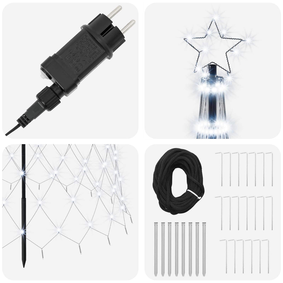 Albero di Natale LED 400 cm 450 LED Bianco freddo Ferro Nero