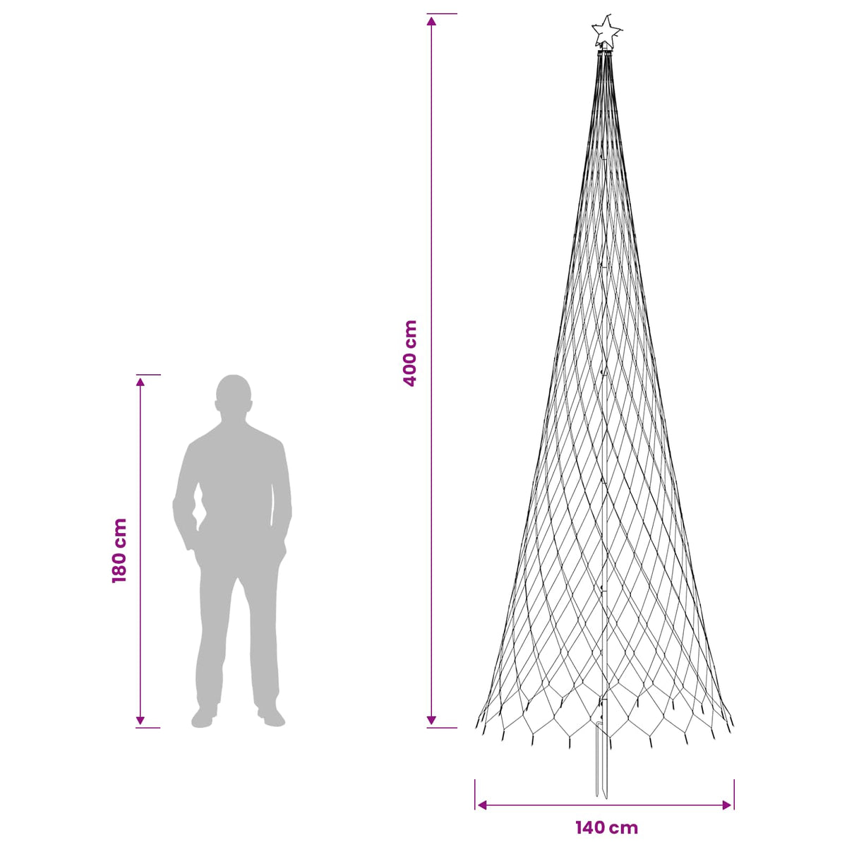 Albero di Natale LED 400 cm 450 LED Bianco freddo Ferro Nero