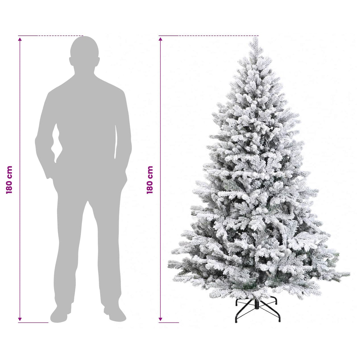 Albero di Natale Artificiale con Rami Pieghevoli 180 cm