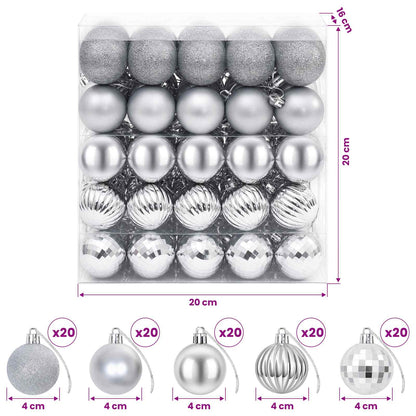 Set di Palline di Natale 100 pz Argento 4 cm Polistirolo