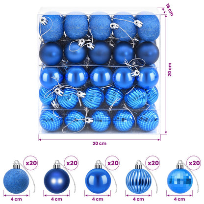 Set di Palline di Natale 100 pz Blu 4 cm Polistirolo