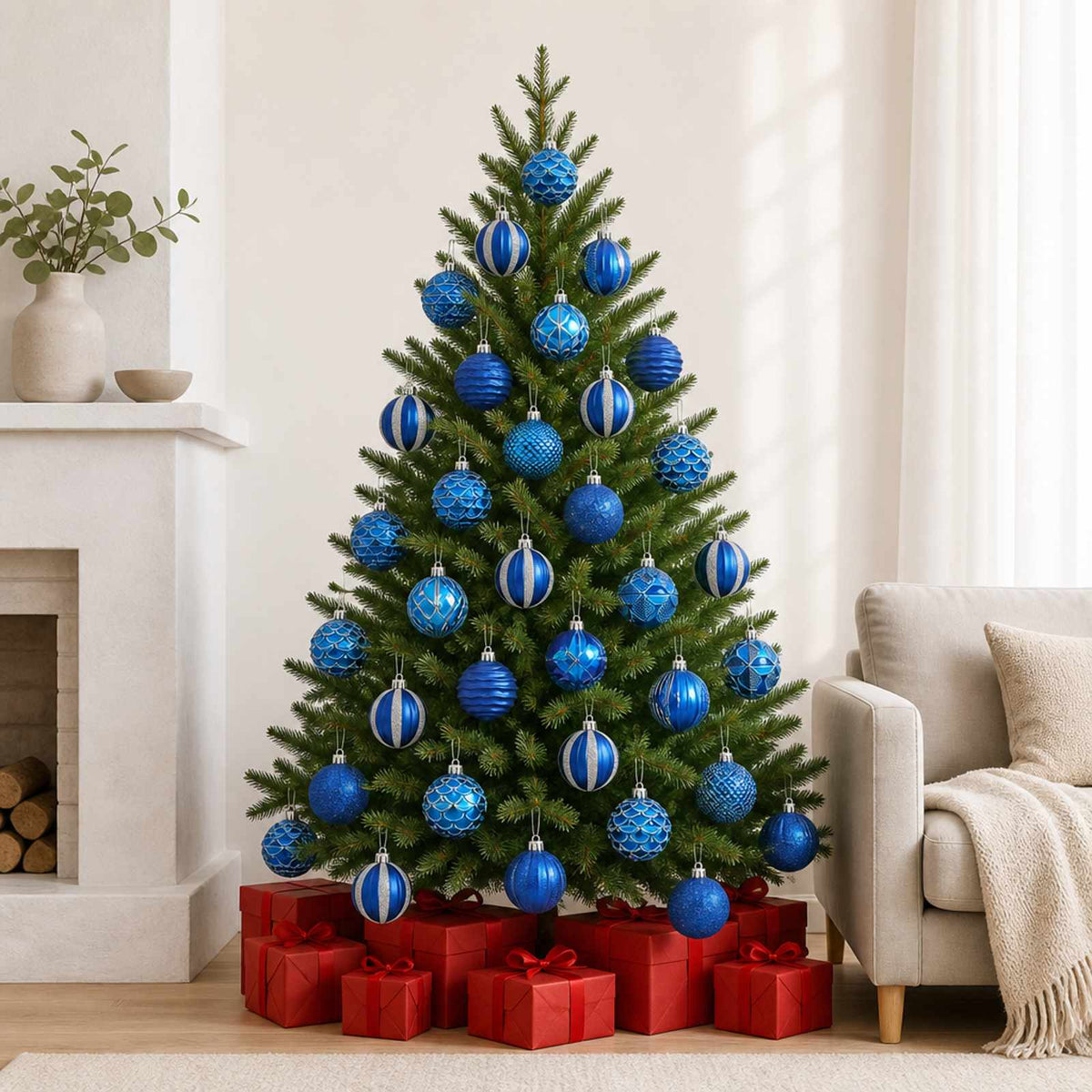 Set di Palline di Natale 36 pz Blu 6 cm Polistirolo | homemem39