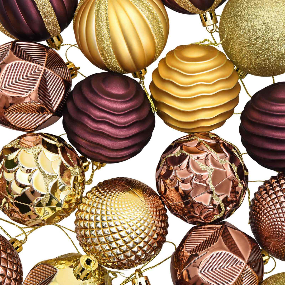 Set di Palline di Natale 36 pz Marrone e oro 6 cm Polistirolo