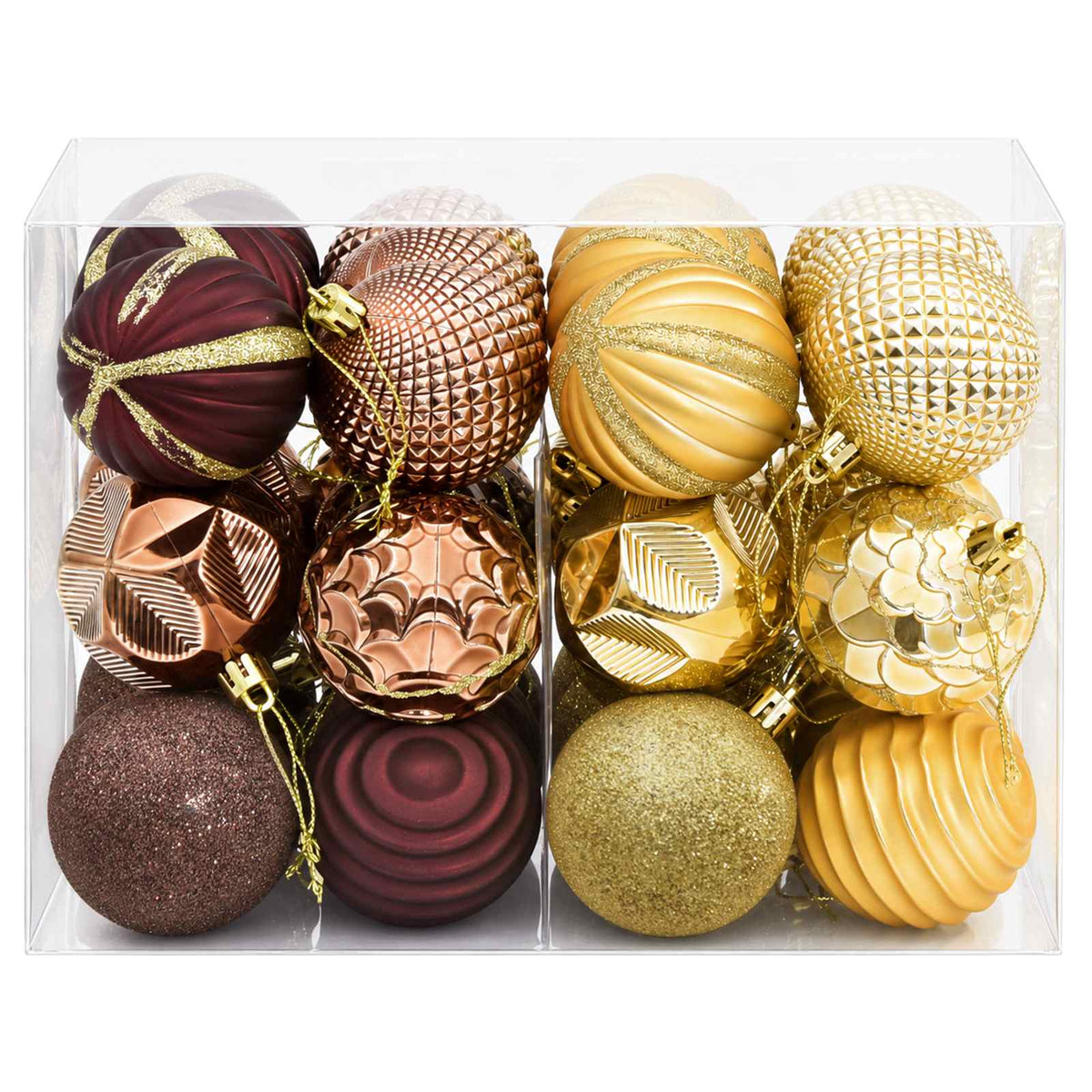 Set di Palline di Natale 36 pz Marrone e oro 6 cm Polistirolo