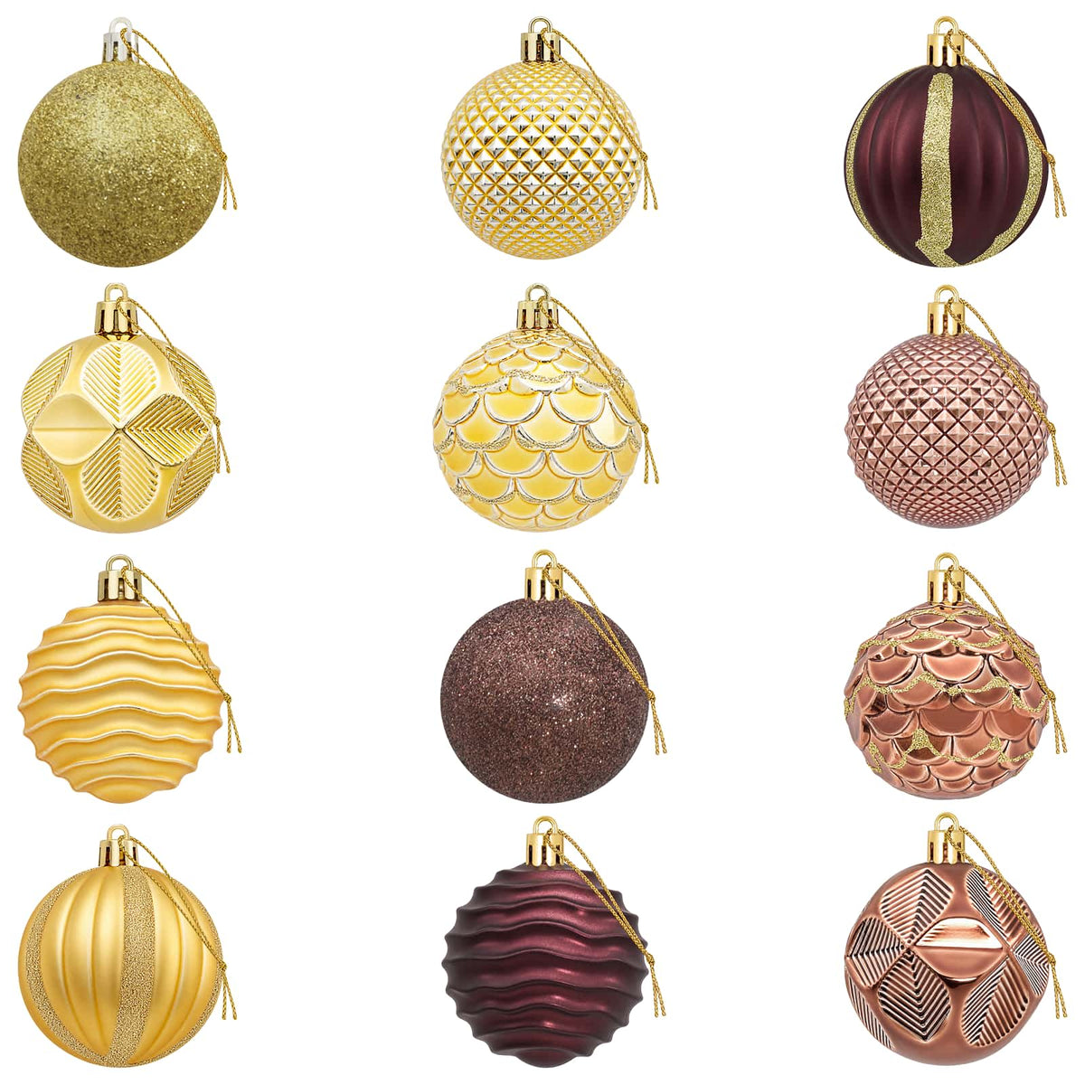 Set di Palline di Natale 36 pz Marrone e oro 6 cm Polistirolo