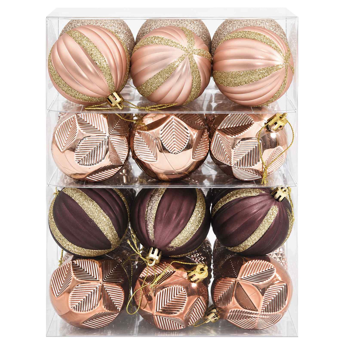 Set di Palline di Natale 36 pz Champagne e marrone 6 cm