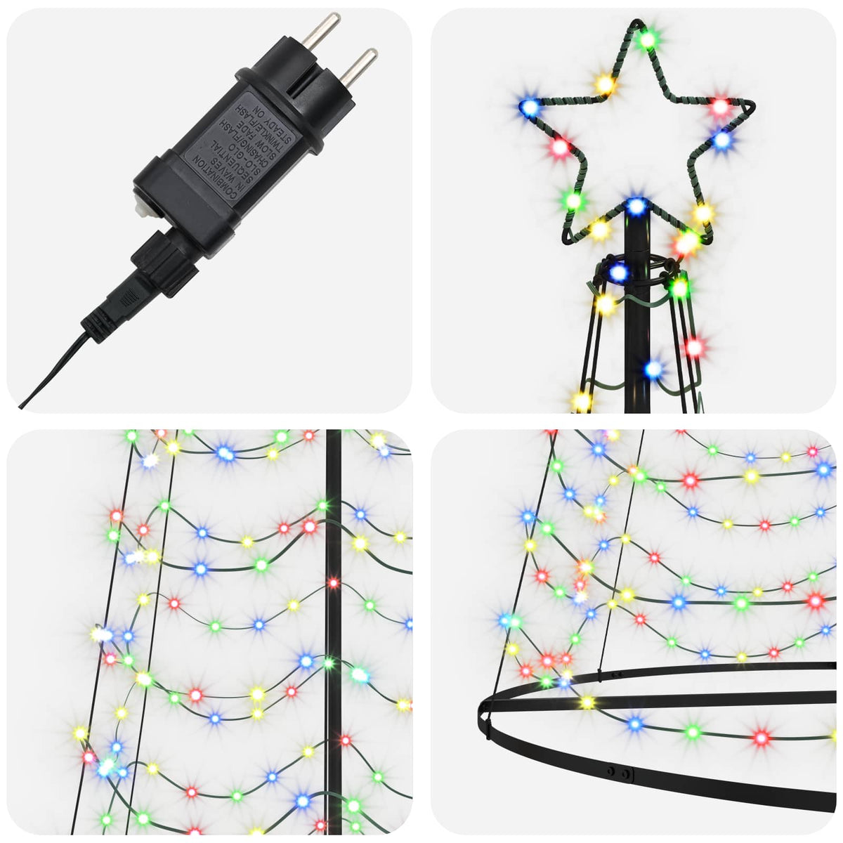 Albero di Natale LED a spirale con base EKENAS 500 cm 868 LED