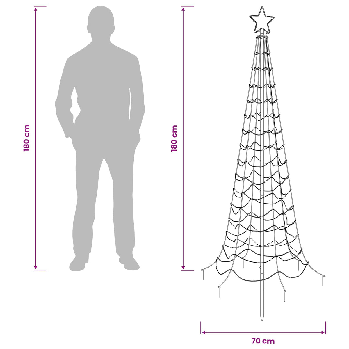 Albero di Natale a spirale LED con picchetto EKENAS 180 cm | homemem39