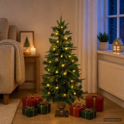 Albero di Natale Mini 120 cm 100 LED Bianco caldo PVC e PE