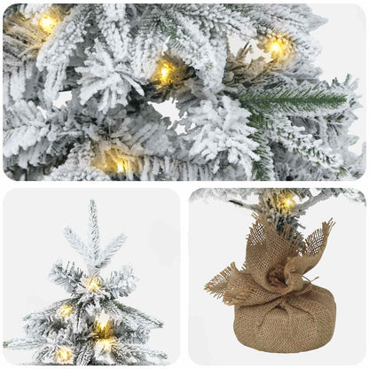 Mini albero di Natale innevato 45 cm 25 LED Bianco caldo