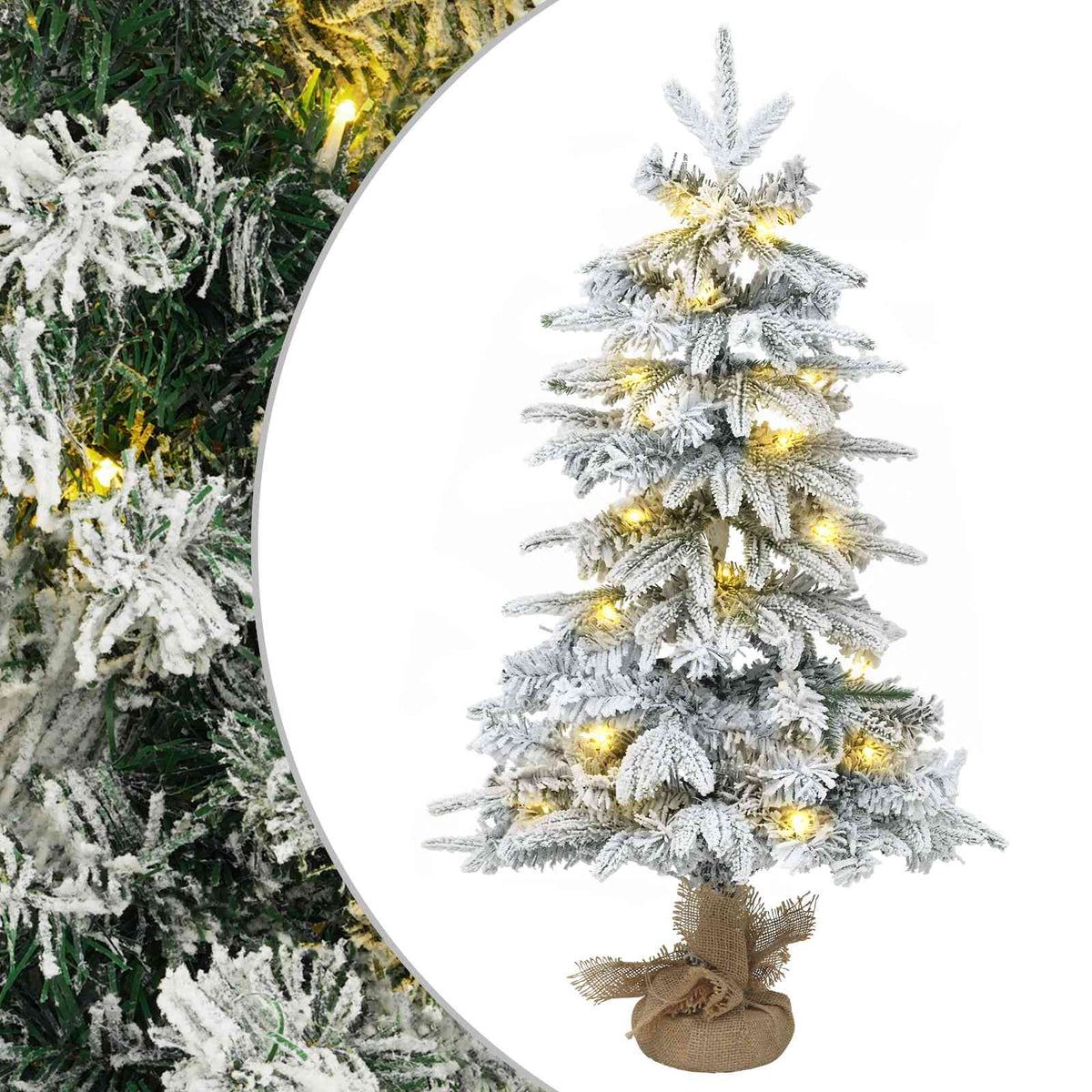 Mini albero di Natale innevato 90 cm 50 LED Bianco caldo